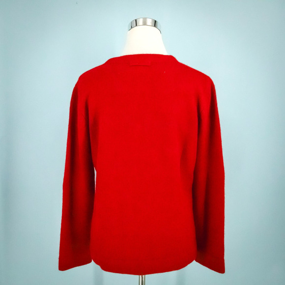White + Warren Size Small S Red V Neck Button Cashmere Cardigan Sweater - Picture 3 of 6